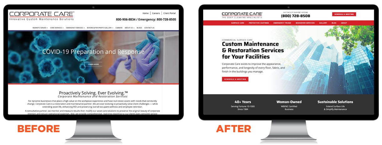 Rebranding Corporate Care - Improving appearance, performance, and longevity of every floor, fabric and finish in the buildings you manage.