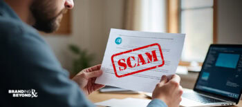 Man holding a fake domain registry letter