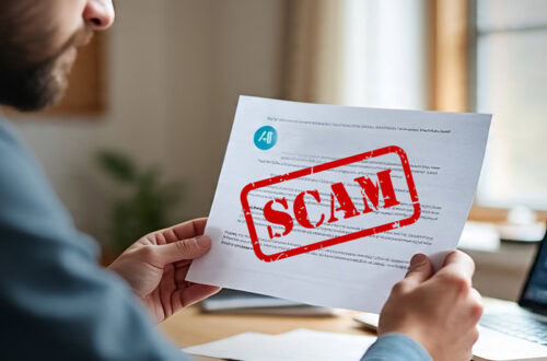 Man holding a fake domain registry letter