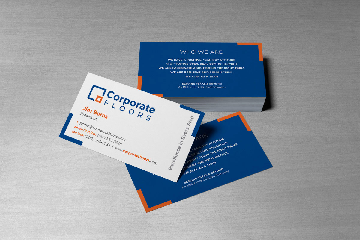 Corporate Floors logo design business card design