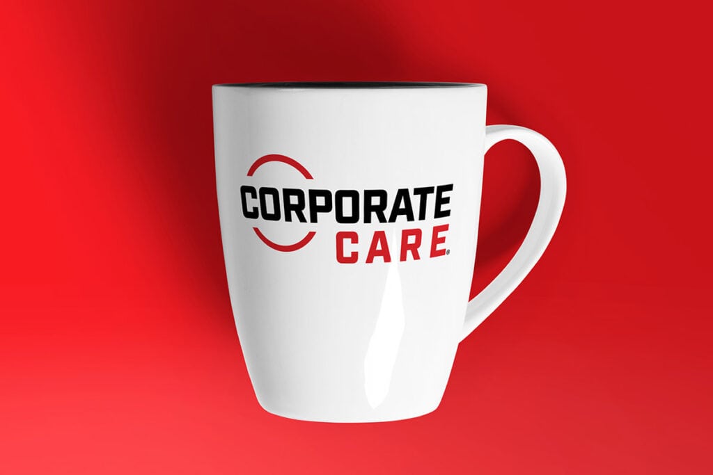 Corporate Care Proposed Logo Redesign - mocked up on a mug